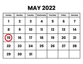 Calendar May 2022 Sun May 15 Is Circled In Red