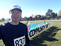 Selfie In Front Of The Moreland Community 5K Sign After I Finished My Run